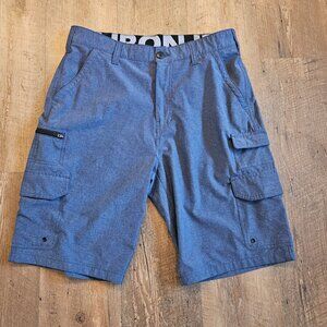 Iron Co. Blue Cargo Shorts Size 32 Lightweight Utility Hiking Casual